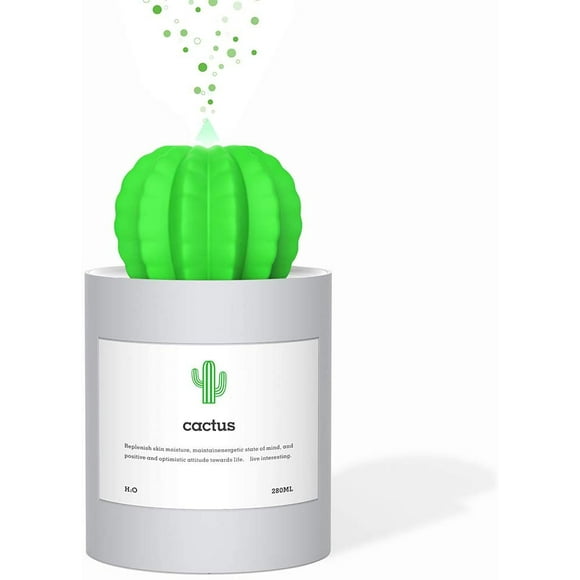 USB Cool Mist Humidifier, Mini Size Cactus Humidifier for Bedroom Home Office Car 280ml 50ml/h with Timed auto Shutdown