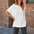thumbnail image 4 of Cxenplz Womens Oversized T Shirts Summer Casual Ribbed Batwing Short Sleeve Tunic Tops Crewneck Loose Fit Tees, 4 of 7