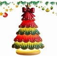 thumbnail image 4 of Zawou Lighted Tabletop Christmas Trees, Red, Green, and Gold Ceramic Trees with Star Topper, Holiday Décor for Home or Gift, 4 of 6