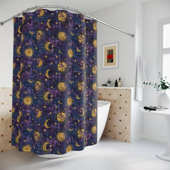 Whimsigoth Shower Curtain 90s Celestial Sun Moon Bathroom Decor Celestial Star Cottagecore Fairy Grunge Goblincore Decor Fairycore Bath Room 60x72in