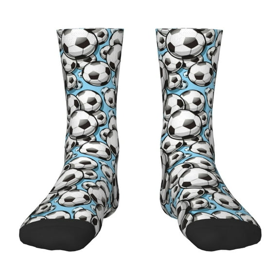 Fuzoiu Football Soccer Ball Print Kids Socks For Boys Girls,Grip Crew Socks with Non Slip,Lightweight Stretch Crew Socks,Toddlers Crew Boot Socks