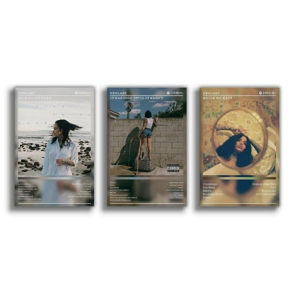 A Set of 3 album canvas posters Kehlani Poster WHILE WE WAIT Poster, Album Aesthetics 3 Piece Set Canvas Prints