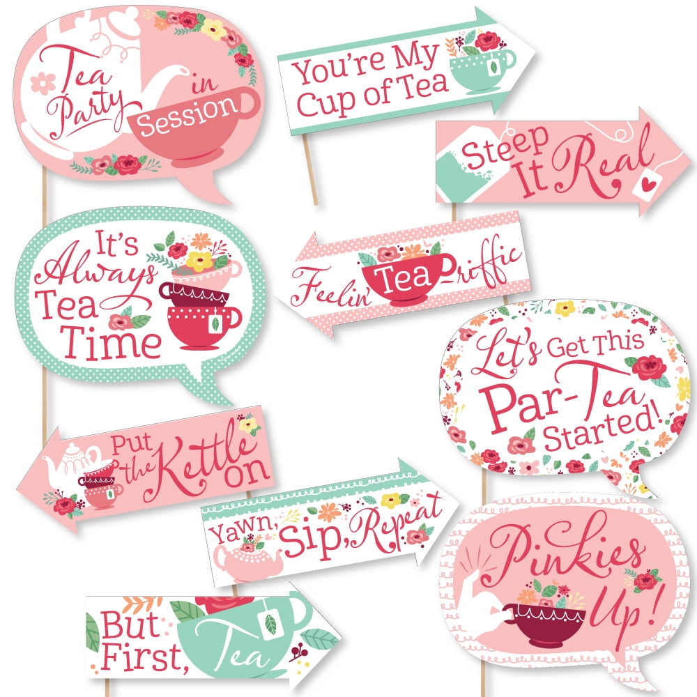 Funny Floral Let’s ParTea Garden Tea Party Photo Booth Props Kit
