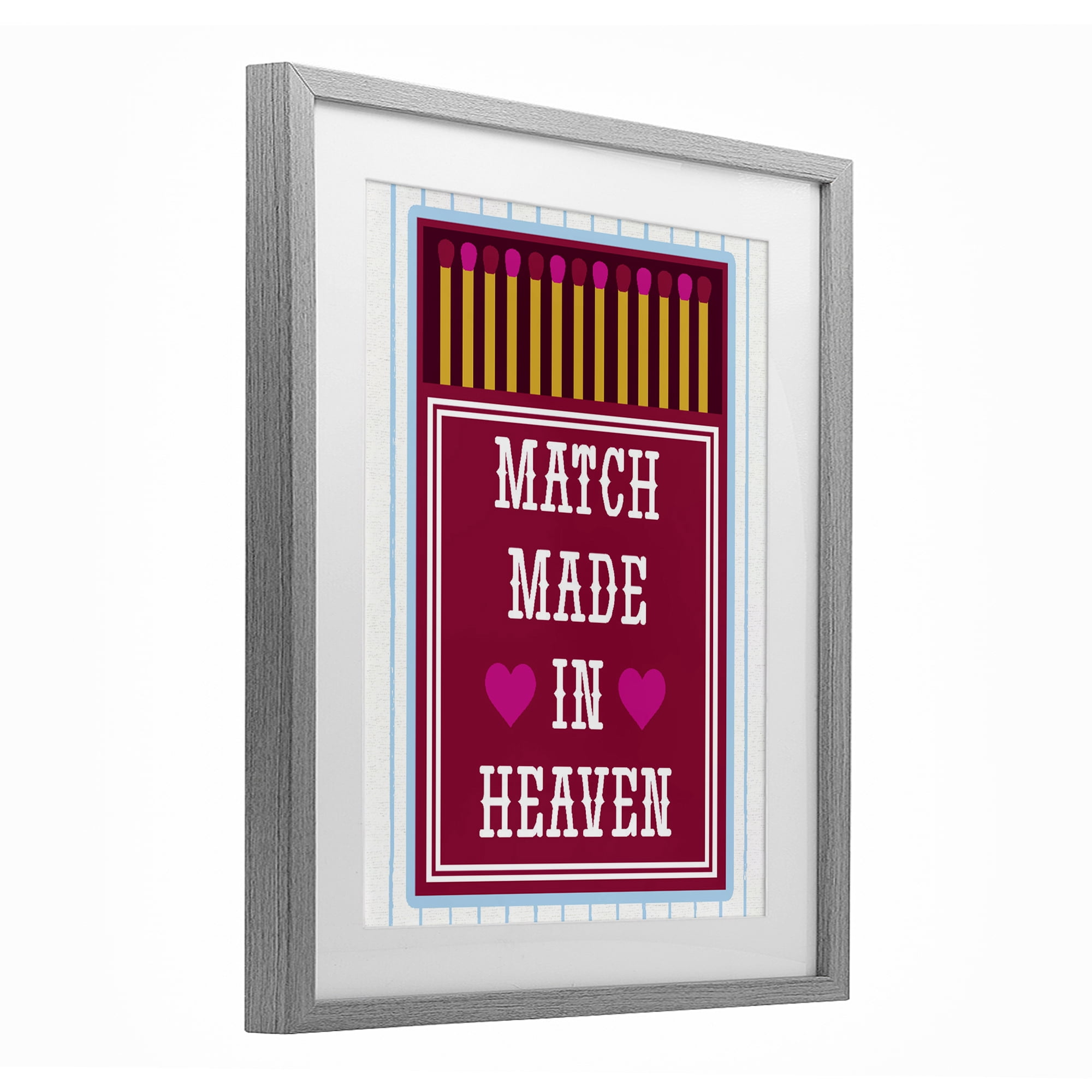 Stupell Industries Vintage Match Made In Heaven Gray Framed Print Under Glass, design by Lil' Rue