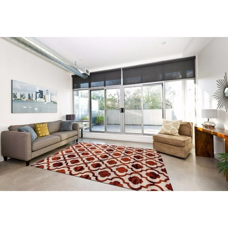 1672 Cream Burgundy 8 X 10 Area Rug Carpet Large New