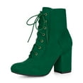 thumbnail image 1 of Unique Bargains Women's Round Toe Chunky High Heel Lace Up Booties, 1 of 5