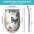 thumbnail image 5 of 12oz Stemless Wine Tumblers Pioneer Flower and Butterfly Vacuum Insulated Stainless Steel Travel Tumbler Cups Mug with Lid and Straw for Champaign,Cocktail,Beer with Cleaning Brush, 5 of 5