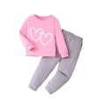 thumbnail image 2 of RXIRUCGD Ensemble Décontracté à Manches Longues Imprimé Cœur pour Filles (Rose, Taille: 2 Ans), 2 of 9