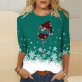 thumbnail image 2 of Camisetas de Navidad para Mujeres, 3/4 Manga Cuello Redondo Blusa con Estampado de Vacaciones, Top de Moda Casual, 2 of 5