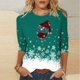 thumbnail image 3 of Camisetas de Navidad para Mujeres, 3/4 Manga Cuello Redondo Blusa con Estampado de Vacaciones, Top de Moda Casual, 3 of 5