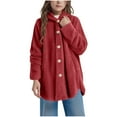 thumbnail image 6 of Thick Warm Winter Top Fleece Long Jacket for Girls Childrens Fashion Solid Color Button Jacket With Hood Long Sleeved Hooded Casual Coat Soft Pajamas Soft hoodies Sweaters for 5-14 Years Kid, 6 of 8