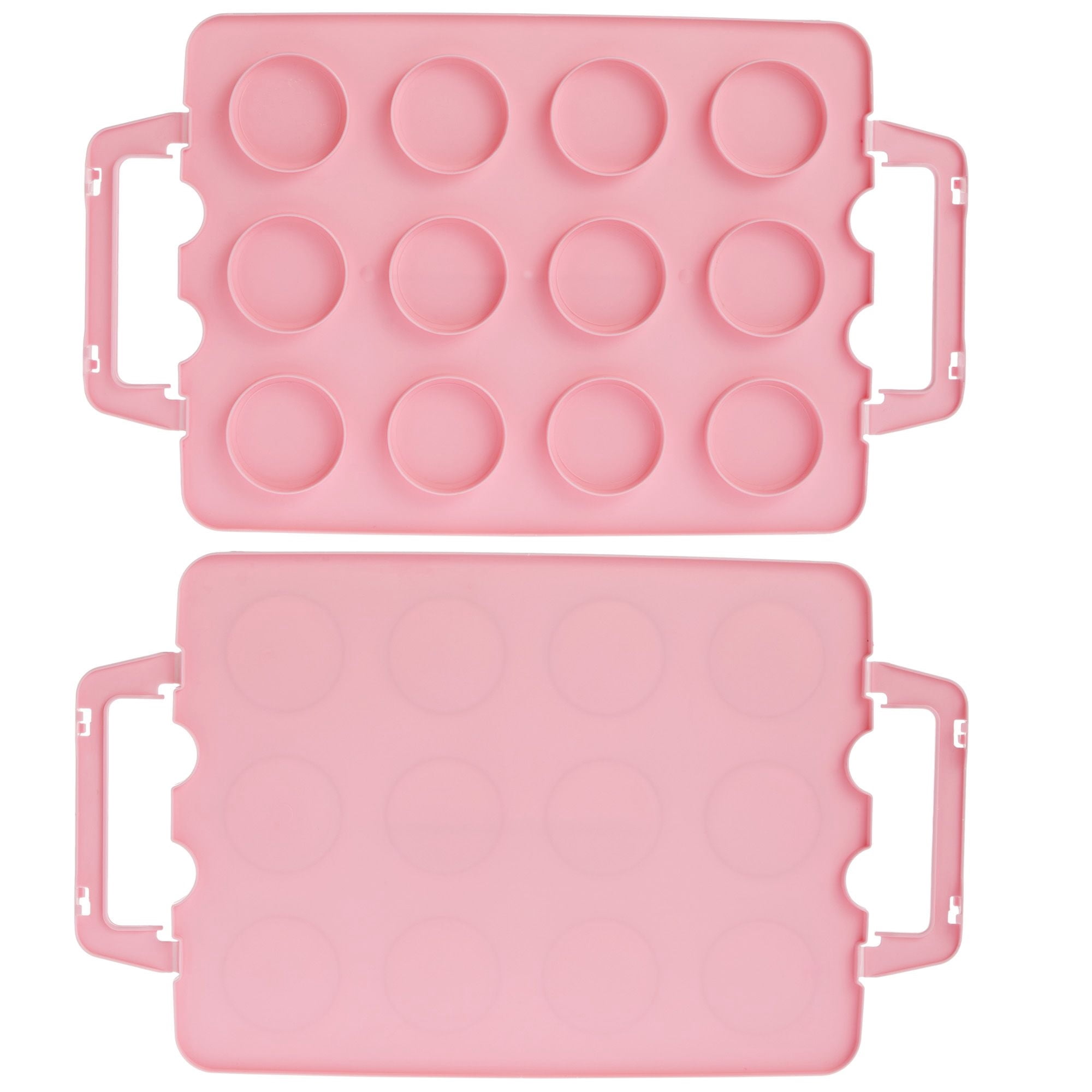 Juvale 3-Tier Cupcake Carrier - Airtight Plastic Container for Baking - Stackable Cupcake Containers & Removable Trays - Portable Cake Transport Holder - Holds 36, Pink, 13.5"x10.25"x10.75"