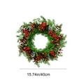 thumbnail image 3 of CuiLiyq 15.7 Inch Artificial Christmas Wreath, Xmas Garland with Pine Needles and Red Berries, for Christmas Party Home Wall Front Door Berries Wreath (Green), 3 of 6