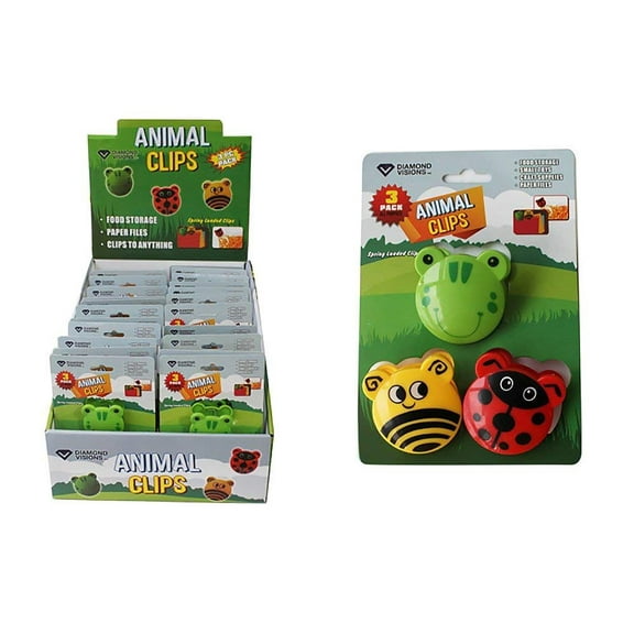 Diamond Visions 01-1367 Animal Spring Loaded Clip 3 Piece Multipack Bundle - 9 Clips
