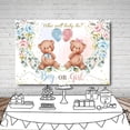 thumbnail image 3 of 7x5ft Bear Gender Reveal Baby Shower Party Backdrop Boy or Girl Blush Pink Blue Floral Photography Background Party Decor Blue and Pink Balloons Gold, 3 of 4