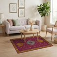 thumbnail image 3 of ODIKA 4'x6' Vibrant Magenta Bohemian Design Washable Area Rug Intricate Floral Motif with Geometric Charm Non-Slip, Chair-Friendly, Flatwoven for Home Office, Under Desk, 3 of 7