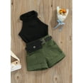 thumbnail image 3 of PaerPade Kid Toddler Baby Girls Summer Clothes Set 6 9 12 24 Months 2T 3T 4T Sleeveless Halter Tops + Shorts + Waist Bag Outfit, 3 of 9