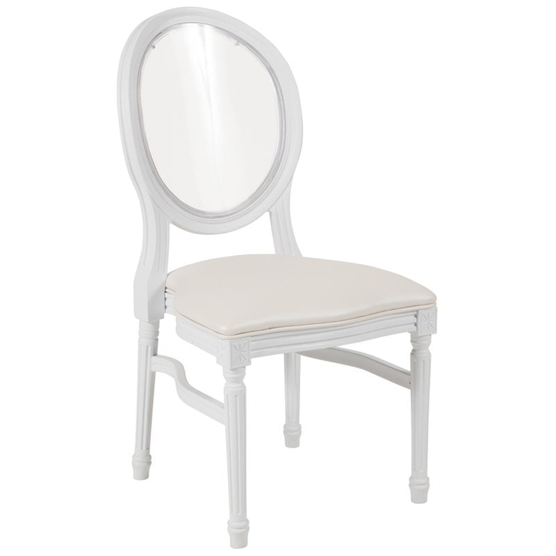 Flash Furniture Louis Faux Leather Dining Side Chair In White