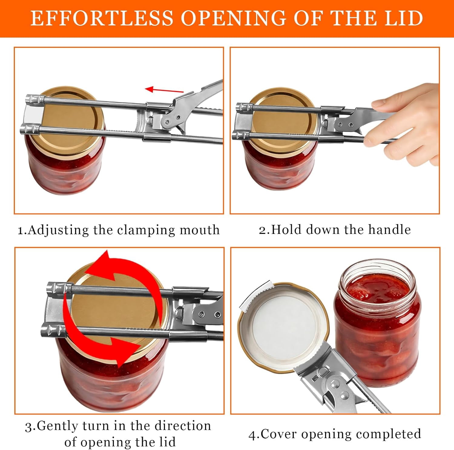 2PCS Jar Opener for Weak Hands,New Adjustable Multifunctional Stainless Steel Can Opener for Seniors,Arthritis Adjustable Jar Opener Upgrade Easy Grip Jar Lid Gripper Bottle Opener Kitchen Gadgets