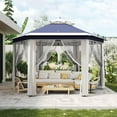 thumbnail image 2 of Gazebo Escamotable 13 X 13 Pi, Tente Extérieure Instantanée à un Clic avec Moustiquaire, 3 Hauteurs Réglables, Cadre Robuste, Sac à Roulettes, 2 of 6