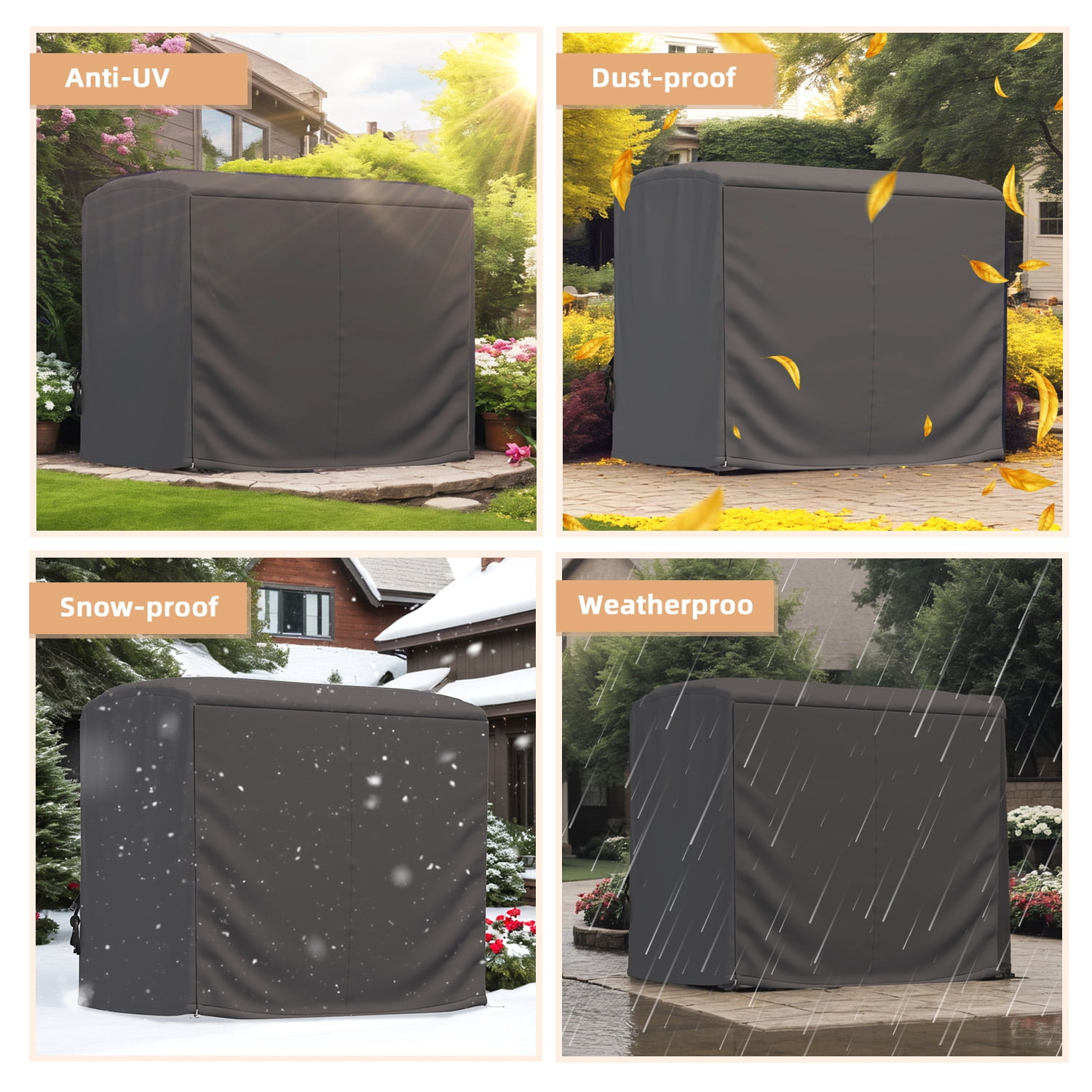 AECOJOY Outdoor Patio Porch Swing Covers Outdoor Furniture Covers Waterproof Swing Cover 3 Seater Patio Swing Cover, Black