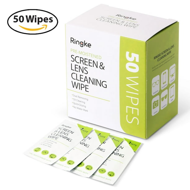 Ringke Screen and Lens Cleaning Wipes, 50 PreMoistened Wet Alcohol