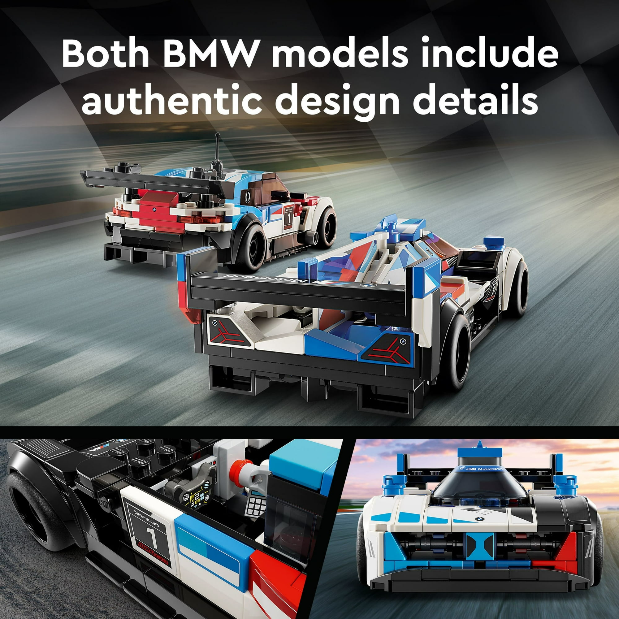LEGO Speed Champions BMW M4 GT3 & BMW M Hybrid V8 Building Toys - Race Car Toys for Kids, Boys & Girls, Ages 9+ - Gift for Christmas - W/ 2 Minifigures - 76922
