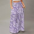 thumbnail image 2 of LWavelet Embossed Floral Maxi Skirt with Side Pockets Women Elegant Daily Casual Flowy Versatile Bottoms Purple L, 2 of 5