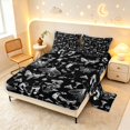 thumbnail image 2 of Homewish Gothic Moths Skull Bed Sheets,Spooky Botanical Mushroom Full Size Sheets,Black Gray,4pcs,1 Flat Sheet, 1 Fitted Sheet and 2 Pillowcases, 2 of 6