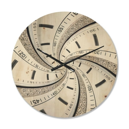 Designart 'Swirled Monochrome Time Vortex' Modern Wood Wall Clock