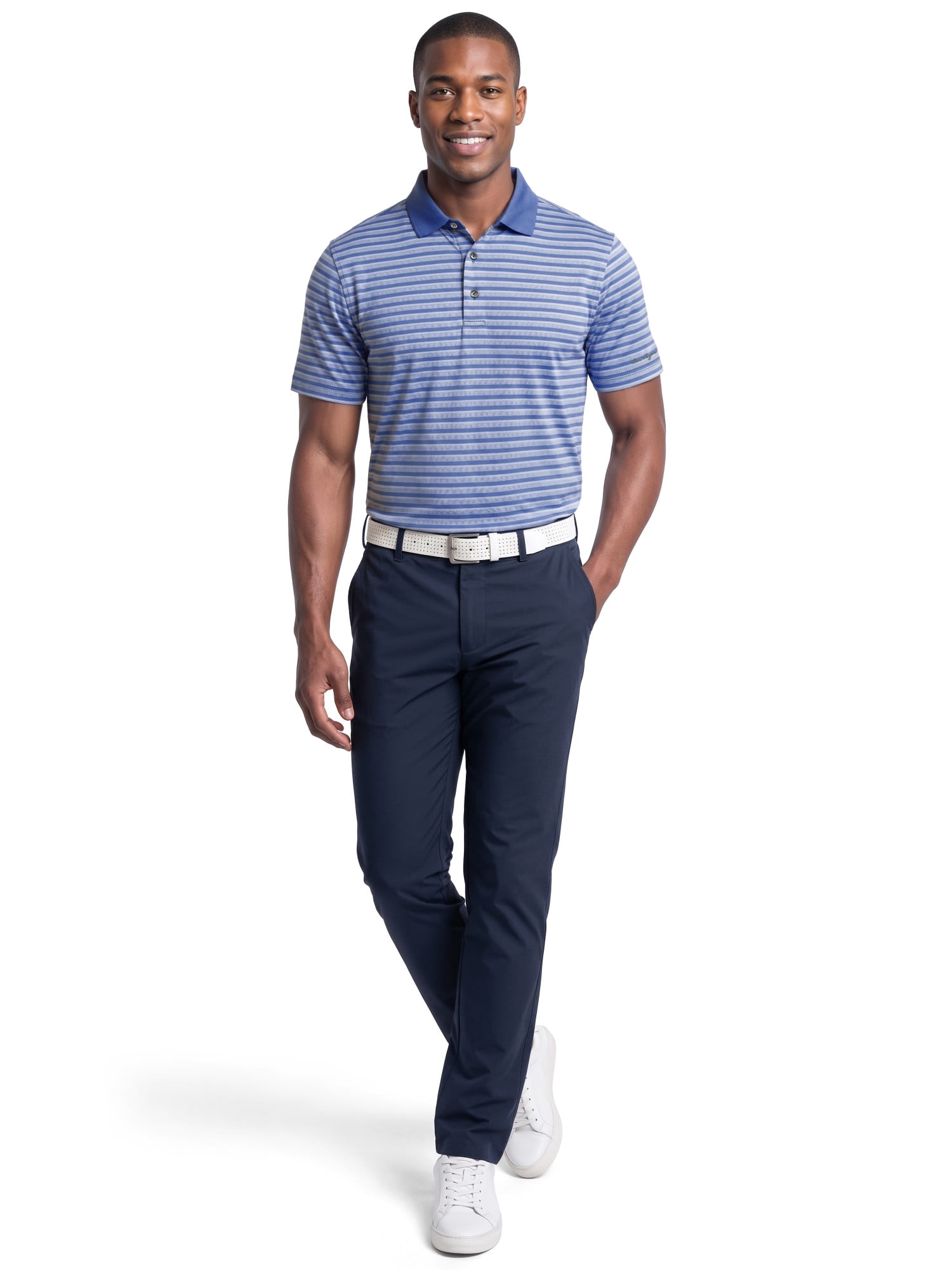 Ben Hogan Performance Men’s & Big Men's Herringbone Stripe Short Sleeve Golf Polo Shirt, Sizes S-4XLT