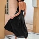 thumbnail image 3 of Vestido Halter Plisado Vestido halter plisado para mujer Vestidos con espalda abierta Color sólido Vestido sexy (Negro S) Ygjytge para Mujer Negro T L, 3 of 8