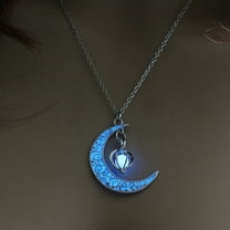 Guodhu Luminous Crescent Moon and Orb Necklace Glow in The Dark Silver Plated - Glowing Charm Jewelry- Magical Fantasy Fairy Glowing Necklace