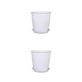thumbnail image 2 of Yuarrent Cubo de maceta de flores de escritorio, agujeros de drenaje de invernadero, maceta, contenedor suculento con bandeja, accesorio de Blanco/Bandeja 18 cm * 13 cm * 10 cm 2piezas, 2 of 6