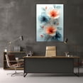 thumbnail image 5 of Mudket Teal and Coral Floral Canvas Wall Art, Framed Ready to Hang, Watercolor Flower Print for Living Room Office, Modern Wall Decor - 12"L x 8"W, 5 of 10