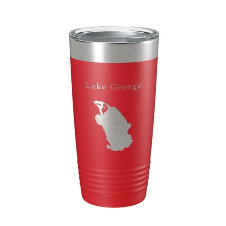 

Lake George Map Tumbler Travel Mug Insulated Laser Engraved Coffee Cup Florida 20 oz Red