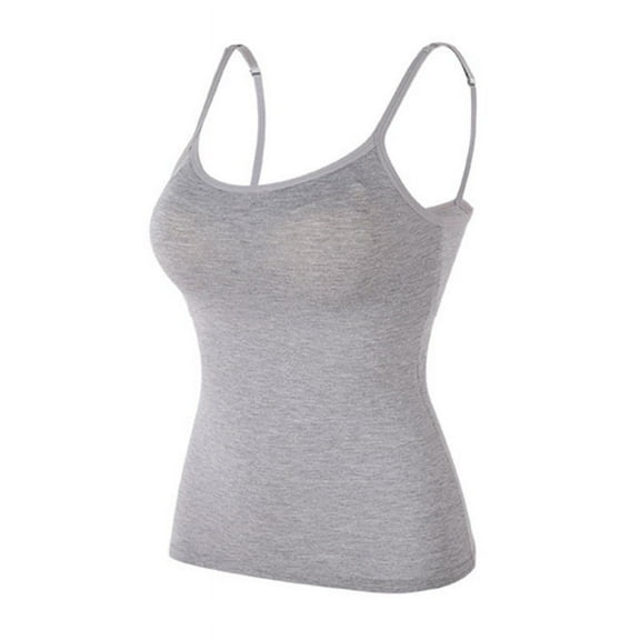 Women's Camisole with Shelf Bra Adjustable Spaghetti Strap Tank Tops Basic Undershirts Strap Cami Layering Top