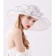 thumbnail image 3 of Organza Church Fascinator Wedding Tea Party Derby Hats for Women Flower Wide Brim Sun Hat, 3 of 5