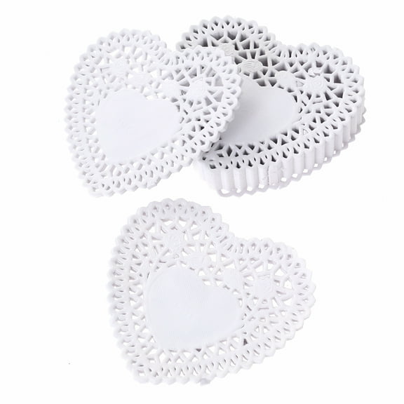LAMIRO Doilies Paper Heart Lace Cake Shaped Bulk Placemats Wedding Decor Mini Cakes Pink White Tables Disposable Shape Table