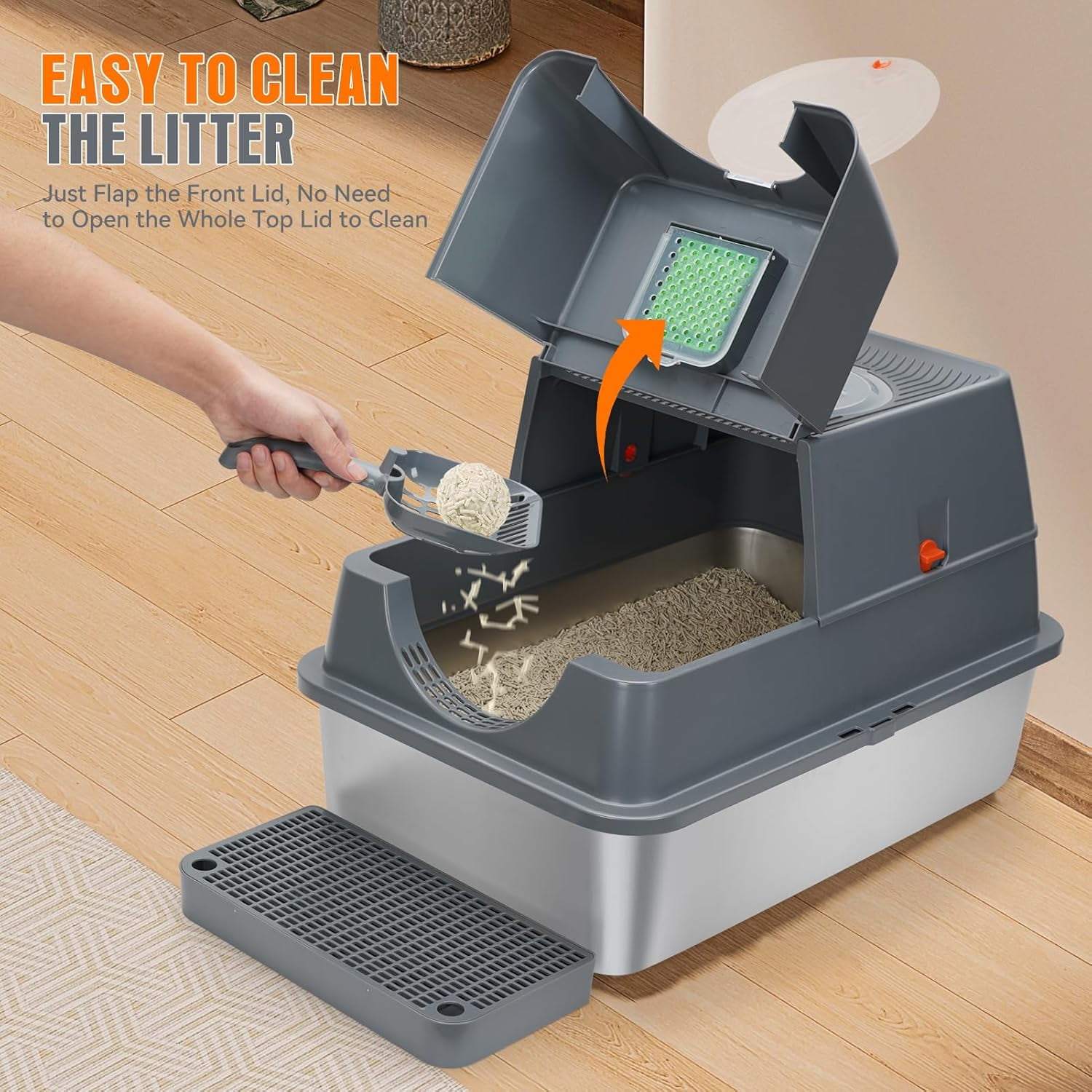 Enclosed Cat Litter Box – Large Space, Anti-Splash & Odor Control – Non-Stick Base, Easy to Clean for Indoor Cats – Durable & Cat-Friendly Design