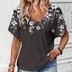 thumbnail image 1 of TaTaai 2026 Summer Women’s V Neck Tee Short Sleeve Loose Blouse Casual Solid Color Fashion Top Soft Polyester Daily Shirt Gift, 1 of 6
