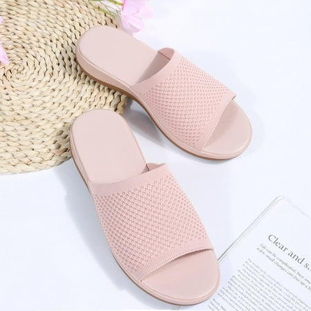 

Women s Braided Slide Sandals Open Toe Non-slip Slip On Flat Sandals Casual Summer Shoes