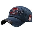 thumbnail image 4 of Unisex Soft Top Embroidered Vintage Baseball Cap,Washed Retro Design Sports Sun Hat with NEW YORK NYR Theme, Adjustable for Men Women Outdoor Shading,Blue, 4 of 4