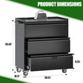 thumbnail image 3 of 35" H Metal Garage Storage Cabinet with Wheels,3 Drawers Rolling Tool Storage Cabinet with and Pegboard for Garage, Home, Office,Assembly Required,Black, 3 of 9
