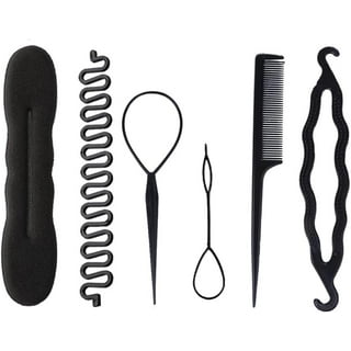 Hair Tail Tools, 6 Pcs Topsy Hair Loop Styling Set, 4 Pcs French Braid Tool  Loop, 2 Pcs Tail Braiding Combs, 50 Black Rubber Bands