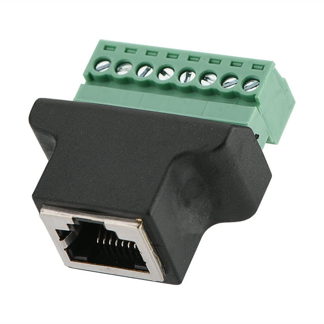AV Screw Terminal Converter Adapter, RJ45 Female Jack to 8 Pin Screw Block Connector with Interference Shielding, for Digital DVR, Compact Design Assures Connection