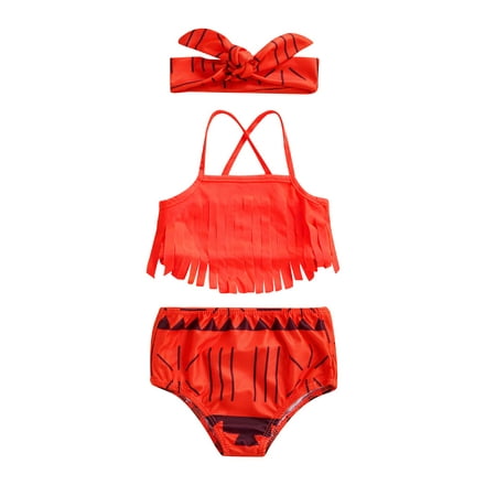 

Bebiullo Baby Girl Tassel Bikini 3pcs Swimsuit Toddler Kids Girls Princess Cospaly Beach Swimwear Infant Bathing Suit Brown 3-4 Years