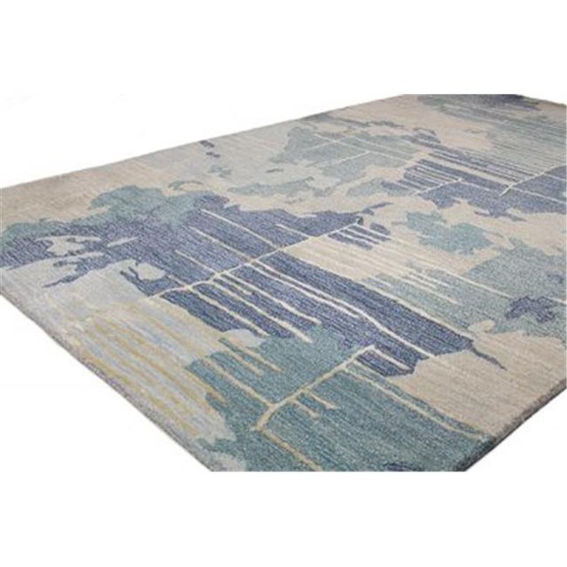 Bashian R129-BL-6X9-HG377 5 ft. 6 in. x 8 ft. 6 in. Greenwich Collection Contemporary Wool & Viscose Hand Tufted Area Rug, Blue