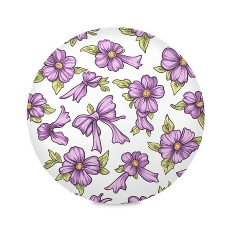 

WOBOGO Lavender Flowers Pattern Round Placemats Set of 1 Heat Resistant Washable Kitchen Table Decorations 15.4in