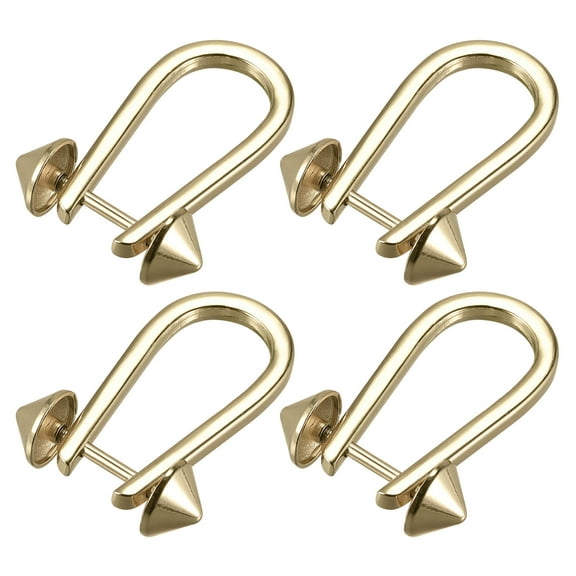 Uxcell D-Rings Screw in Shackle, 4Pack 50mm Horseshoe U Shape D Ring for Bags DIY, Gold